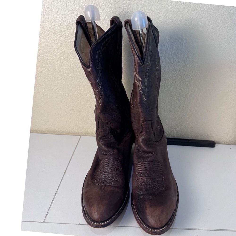 Dan Post Cowboy Boots Mens 11 Brown Leather Western Made in USA 6841 Biker